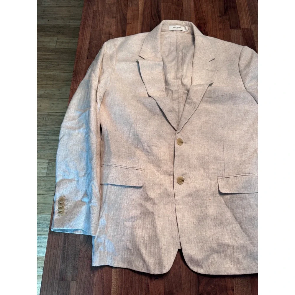 Banana Republic Mens Tailored Linen Blend Herringbone Blazer Beige 42S $450